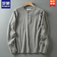 ROMON autumn and winter new American casual henley shirt men's retro simple versatile solid color daily long-sleeved T-shirt base gray L