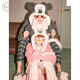 Gukoo Couple Pajamas Winter Plush Women's Home Clothes Warm Hooded Cartoon Pajamas Men's Minnie Paradise Pink Pajamas XL