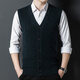 Hengyuanxiang Autumn and Winter Men's 100% Pure Wool Vest Winter V-neck Wool Sweater Sleeveless Knitted Sweater Cardigan DNDS-55607 Minghua Gray XL (175)
