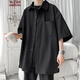 Nanyu Fatty grande taille Marque tendance d'été tombant en manches courtes à manches à manches courtes en soie de glace pour hommes lâches et belle veste de chemise de style mince C847 noir 5xl 210-230jin [Jin est égal à 0,5 kg]
