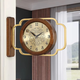 Moyang doppelseitige Wanduhr Zweiseitige Uhr Home Wohnzimmer Amerikanisches Solid Wood Restaurant Hanging Watch Moderne einfache Uhr Hängende Wand 9196 Walnuss-Double-Seite Viewing