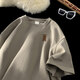500g heavy 200 T-shirts for men in summer European and American fashion brand small neckline pure cotton short-sleeved couple outfit American five-point sleeve Violent bear-white S 90-120Jin[Jin equals 0.5 kg]