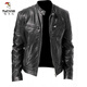 Woodpecker (TUCANO) 2026 Men's Leather Jacket Men's Teen Stand Collar Punk Men's Motorcycle Leather Jacket Plus Brown M
