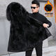 Classic car Haining Park Overcoming Male Fox Raccoon Fur Detachable Inner Boat Medium-Length Fur Integrated Men's and Women's Fur Jacket Winter Black Shell + Original Color Inner Boat [Furry Sleeve] 2XL 130-150Jin [Jin equals 0.5 kg]