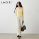 L.WEST 100% Wool Sweater Women's 2025 Winter New Hooded Pullover Design Slim Sweater Yellow XL 120-135Jin Jin equals 0.5 kg