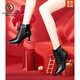 Specht echtes Lederspitzer Zeh Dünne Heeled Stiefel für Frauen 2024 Herbst und Winter Neue Single-Stiefel Schnüre-up-vielseitig plus samterhoch-nackte Stiefel für Frauen schwarz plus Samt 7 cm