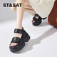 Sábado Sandalias de tacón de gran altura para mujeres en primavera 2025 Productos nuevos afuera con pastel de esponja zapatos de moda romanos casuales para mujeres negras 37