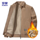 ROMON jacket men's autumn and winter lapel comfortable top business casual corduroy jacket men 2422 khaki thickened 2XL