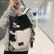 Bonaling -Rucksack für Männer Freizeitreisen für Männer Rucksack für Junior High School und High School College Schüler Schoolbag für Männer große Kapazitätsfahrerbag Großer Cover -Rucksack [Anhänger + Badge] Schwarz und Weiß