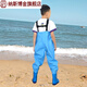 Children's water play one-piece waders, kindergarten water clothes, sea children's rain boots, men's and women's fish catching rain pants, beach, children's sky blue suspenders, 24 shoes, inner length 15cm