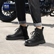 HaiLan Home HLA Martin Boots Men's British Style Retro Outdoor Workwear Men's Shoes HAAGZM3DBB160 Black 42
