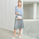 Yanyu Fashion Plaid Skirt Autumn New Style Women's Fashionable Age-Reducing Versatile Slimming Plaid Pleated Skirt Blue L