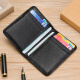 QIGER card holder men's genuine cowhide ultra-thin compact card holder women's bank card holder mini ID cover multi-card slot card bag black