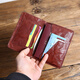 
apatia retro handmade genuine leather passport bag head layer cowhide passport clip-sensitive vegetable tanning leather ID bag travel card bag coffee color