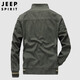 JEEP SPIRIT Jeep Jacket Men's Jacket Men's Autumn and Winter Stand Collar Washed Reversible Casual Men's Top Dark Blue 2XL