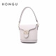 Honggu Women's Bag Bucket Bag Trendy Fashion Cowhide Shoulder Bag Versatile Crossbody Bag Fashion Solid Color Simple Temperament Handbag H5133460 Off-White [Mother's Day Gift]