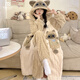 Modal Coral Velvet Pajamas Women's Autumn and Winter Cartoon Bestie Pajamas Set Thickened and Warm 24 New Home Clothes Khaki One Size