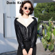 DavisKoko high-end brand short leather jacket women's 2021 new fashion cotton PU leather jacket loose fur one-piece jacket black M