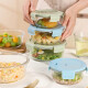 Cialcopper Round Lunch Box Worker Can Microwave Heating Special Bowl con caja de almuerzo de lonchera de vidrio de arroz Caja fresca [Básica] Ronda sin separación 1050ml*2