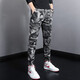 Gekochte Cui (Shucui) Frühlings- und Sommer-Herren-Freizeithosen koreanische Art Trendy Marke Slim-Fit-Hosen Persönlichkeit Vielseitige Mode elastische Taille Multi-Tocket-Arbeitshose Herren trendige Tarnhosen WJL-691C Grau Camouflage Größe 28 (Waist Cirps 1 Foot 1)