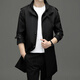 ROMON windbreaker men's business casual mid-length coat fashion coat slim top D-2022 black 2XL