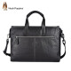 HushPuppies briefcase men's vegetable tanned cowhide genuine leather business handbag large capacity computer bag 14 inches black