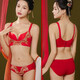 
JERRIE MOCK brand big red horoscope for the year of zodiac underwear set for women with small breasts gathered without steel rings in the year of the rabbit marriage sexy bra Hongyun big red 6624 85/38AB [gift box set]