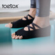 Toesox yoga socks, toe socks, non-slip, wear-resistant, Pilates socks, sports socks, black S (size 34~38)