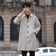 PETERBRUCE windbreaker men's mid-length 2024 spring casual jacket trendy fashion high-end handsome versatile men's top black M (90-120Jin [Jin equals 0.5 kg])