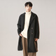 Dingfengbaoluo Korean style woolen coat for men winter mid-length thickened coat high-end double-breasted HK09 matte black L