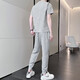 NASA RHUDE夏季冰丝短袖T恤运动套装男潮牌男装套装潮流休闲男夏天衣服夏装 719灰色(短袖+长裤) 4XL (175-190斤)