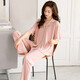 Langsha Pajamas (Langsha) Pantalage de coton modal de printemps pour femmes Vêtements de maison à manches courtes pour la mère de la mère Mère Mother Cardigan Loose Uster uster 723 Rose clair M [155-162 cm / 80-105jin [Jin est égal à 0,5 kg]]]]