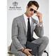 Raidy Boer/Raidy Boer new men's business gentleman plaid wool suit 1012+2012 gray plaid 165/46/S (please ask for pants size)