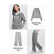 PEACEBIRD Women's Sweater Winter Zippered Thin Velvet Hooded Jacket Loose Pants Suit Gray Jacket S