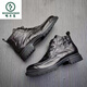 Woodpecker Herren High Top Herbst und Winter Martin Leder Business Round-Toe-Leder-Schuhe Reißverschluss Stiefel Dicke einzige britische Arbeit Lederstiefel Schwarze 315-3 Single Leder 42