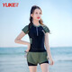 Zailu swimsuit female conservative student two-piece split belly-covering slimming swimsuit 2024 new sports hot spring swimsuit dark gray nose clip earplugs + flat swimming goggles M size recommended weight 88100Jin Jin is equal to 0.5 kg
