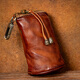 Slow time retro hand-rubbed genuine leather key bag for men and women, multifunctional first-layer cowhide key bag, waist hanging car lock bag, light brown