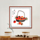 Han'ao famous hand-painted Chinese painting restaurant decoration painting entrance hall hanging painting corridor wall painting ink painting persimmon persimmon Ruyi mural everything goes well with arc brown frame framed with solid wood frame 65*65cm