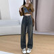 Heng Yasheng Retro Straight Jeans für Frauen im Sommer- und Herbst-New Birne-förmigen Körper mit hohen Taillen, schlankem und fettem MM losen Hose mit breitem Bein für Frauen aus Blau und Grau mit breiter Bein 679 L empfohlen 105-115jin [Jin entspricht 0,5 kg]