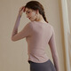 DADDECT thickened yoga wear long-sleeved T-shirt for women 2025 spring and summer with chest pad slimming running fitness Pilates top nude pink M