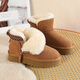 Belle's wool snow boots women's fur integrated 2024 new thick-soled side zipper short boots plus velvet thickened anti-slip cotton shoes gray 37