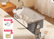 Aluminum Alloy Crib Removable Splicing Large Bed Folding Multi-function Newborn Baby Diaper Table Cradle Baby Bed 2 [Promotional Model - Steel Pipe - Ordinary Pad] Gray + Memory