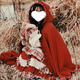 Shaquhe Lolita skirt berry girl op retro little red riding hood cloak long-sleeved Japanese dress lolita dress fairy burgundy dress 165 S