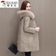 Woodpecker 2024 New Haining Leather Down Jacket Women's Genuine Leather Mid-Length Sheepskin Fur Jacket Plus Velvet Thickening Purple Gray XL Recommended 115-130 Jin Jin equals 0.5 kg