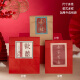 Aiboduo Chinese style wedding and engagement kraft paper wedding candy bag red creative packaging wedding gift large gift box blue Chinese wedding candy sticker + red paper bag small size (50 pieces)