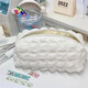 Pencil bag stationery white puff milk puff large capacity junior and high school students high-looking pencil bag stationery box ins beige puff