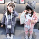 Punctuation Bear Korean Style Western Style Children's Sweater Three-piece Set Plus Velvet Thickened Baby Sports Suit Baby Casual Clothes Girls Jacket Boys Cardigan Hooded Outing Clothes Children's Clothes Spring Autumn Winter Small Cat Pink 110 Size Recommended Height 95-105cm