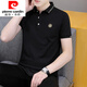 Pierre Cardin Sommer Feste Farbe Revers kurzärmelig T-Shirt Herren vielseitig lässiger lockerer Top jung
