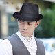 apatia hat autumn and winter top hat men plus wool warm middle-aged and elderly British jazz hat women gentleman black retro L146 plus velvet dark gray 57cm