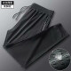 Lifeidi casual pants for men who work in labor protection pants for men ice silk loose wear-resistant dirty men work work trousers summer ice silk trousers tied feet black L100-115Jin[Jin equals 0.5 kg]